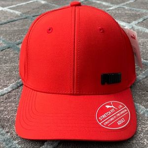 NWT Puma Men’s Black Logo Slick Red Athletic Hat